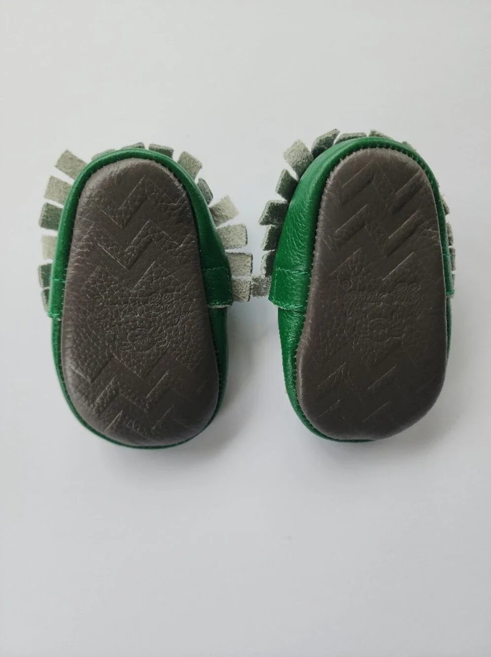 Itzy Ritzy Dino Moccasins Green Leather Baby Shoes 0-6 Months